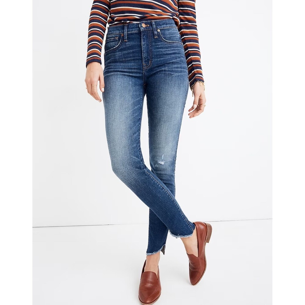 Madewell Women's 10" High Rise Skinny Jeans Tulip Cutout Hem Edition Size 24 EUC
